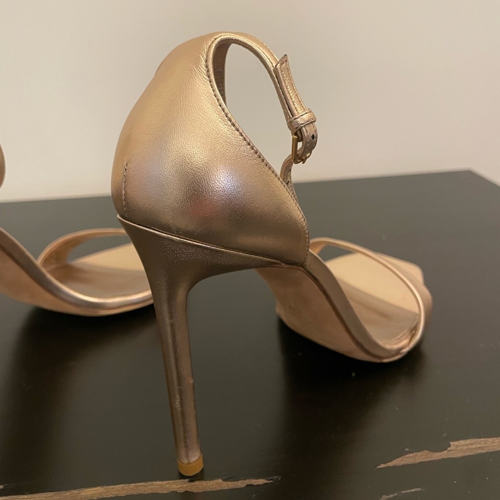 YSL Yves Saint Laurent Metallic Rose Gold Leather Amber Sandals Size 39.5 - Picture 12 of 16